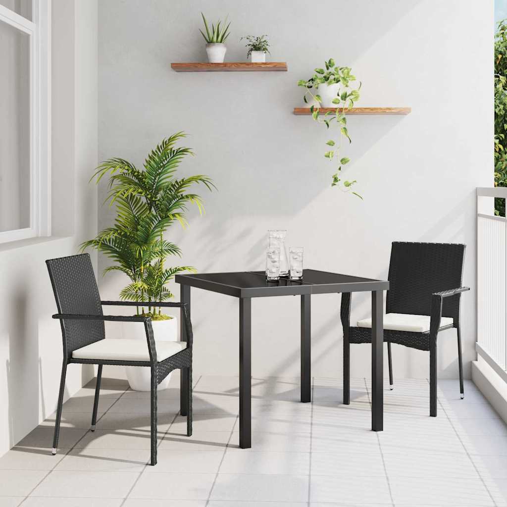 Ensemble de salle à manger pour jardin 3 pcs Noir polyrotin - XIOS