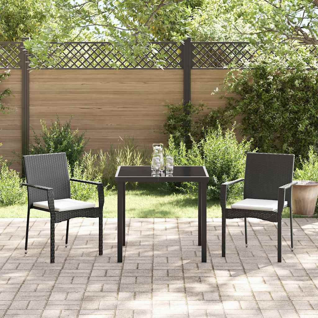 Ensemble de salle à manger pour jardin 3 pcs Noir polyrotin - XIOS
