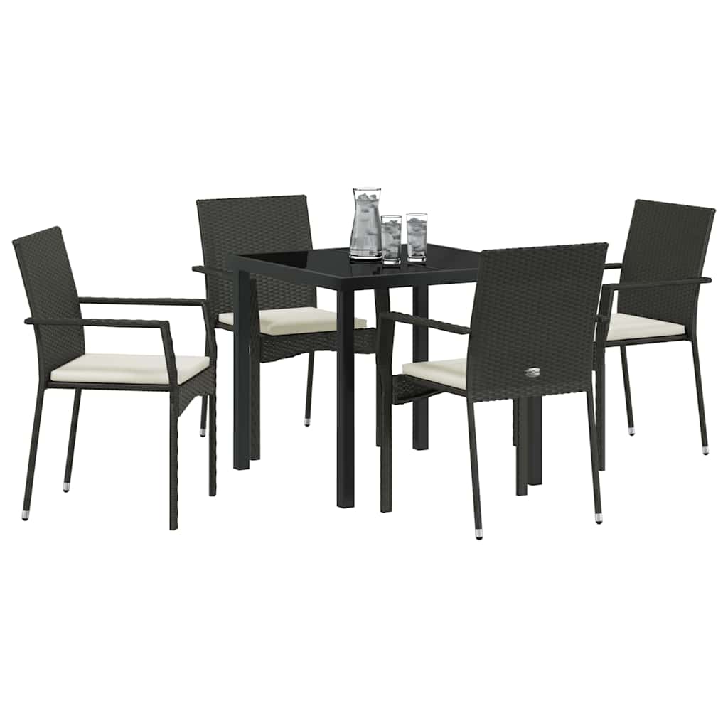Ensemble de salle à manger pour jardin 5 pcs Noir polyrotin - XIOS