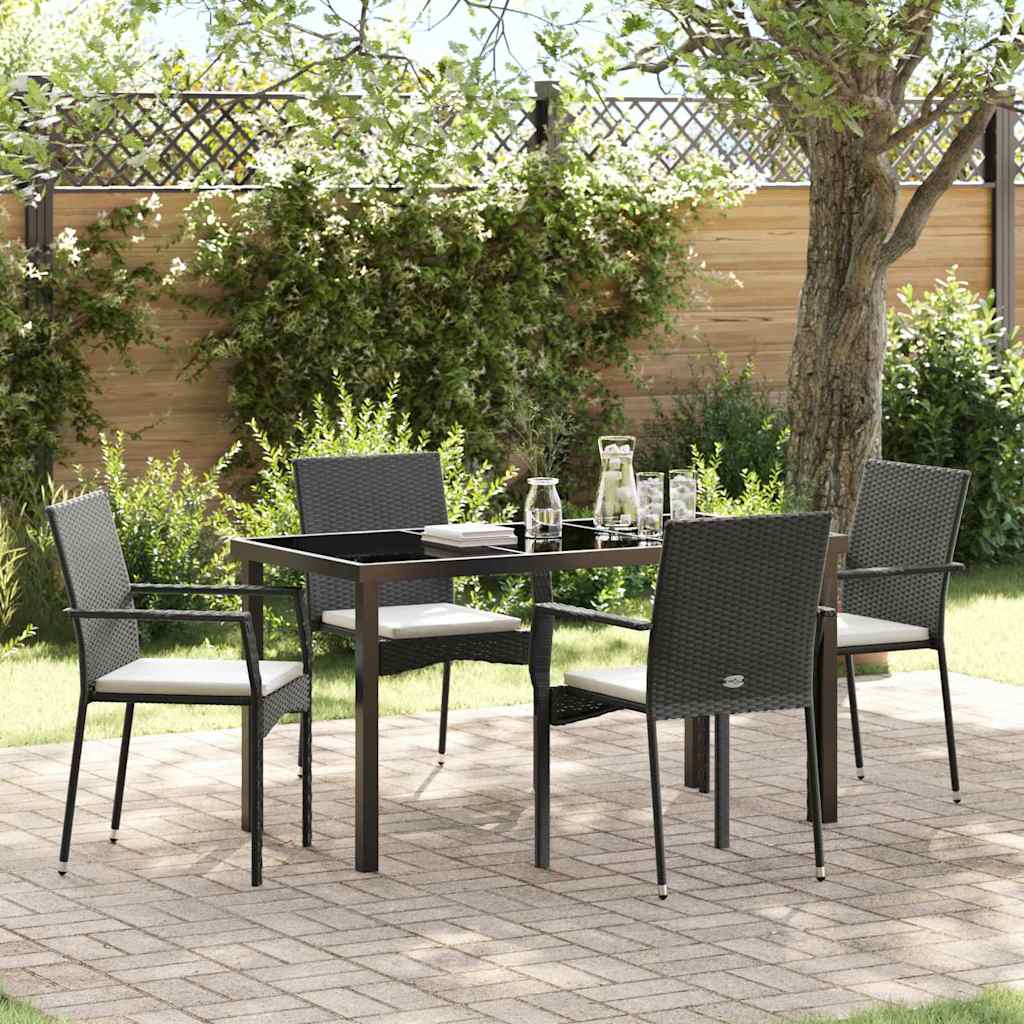 Ensemble de salle à manger pour jardin 5 pcs Noir polyrotin - XIOS