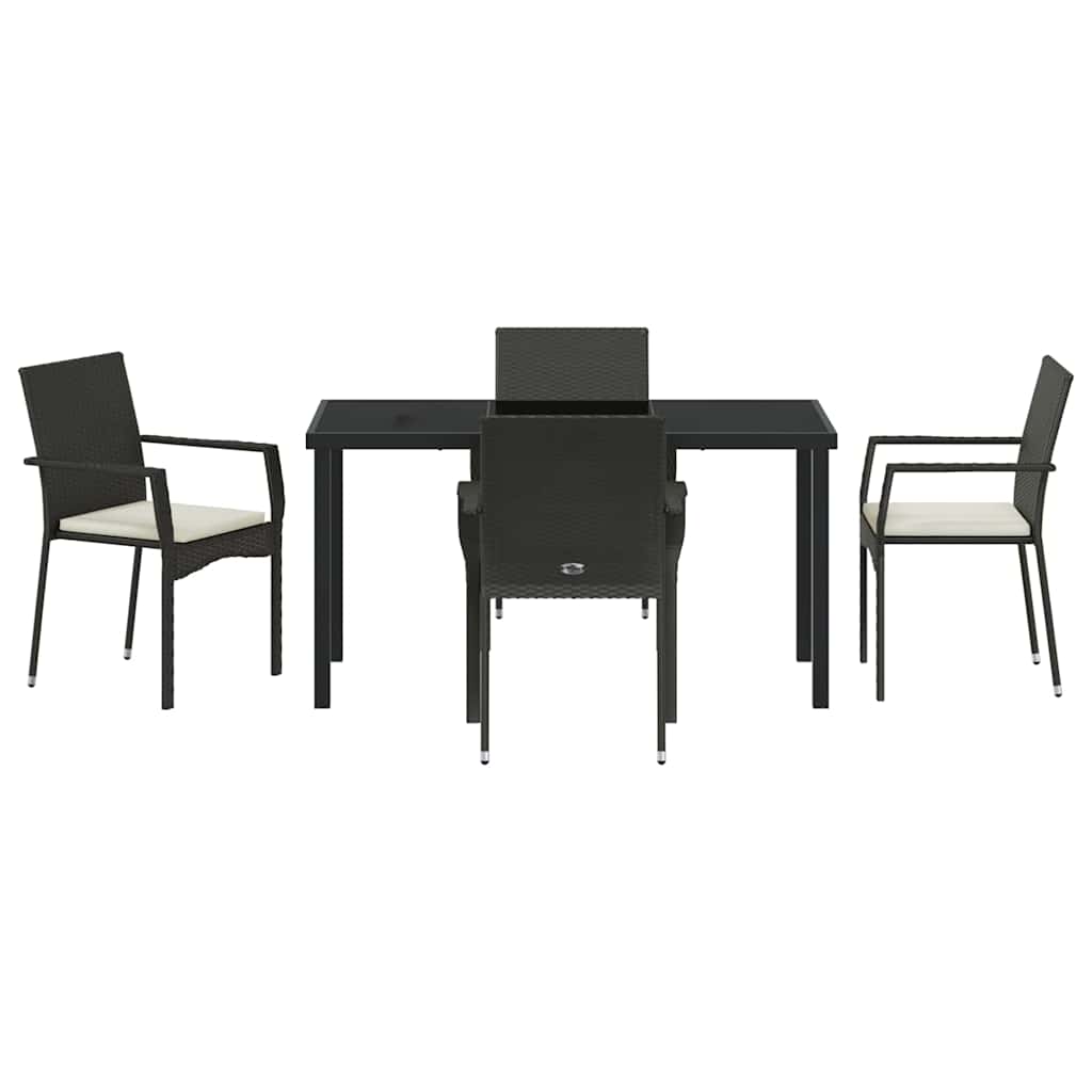 Ensemble de salle à manger pour jardin 5 pcs Noir polyrotin - XIOS