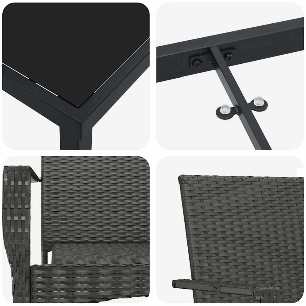 Ensemble de salle à manger pour jardin 5 pcs Noir polyrotin - XIOS
