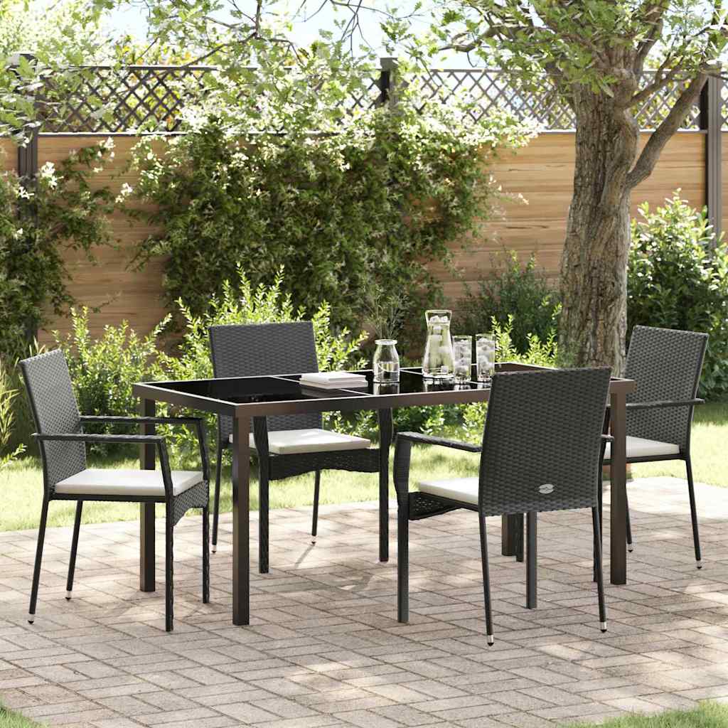 Ensemble de salle à manger pour jardin 5 pcs Noir polyrotin - XIOS