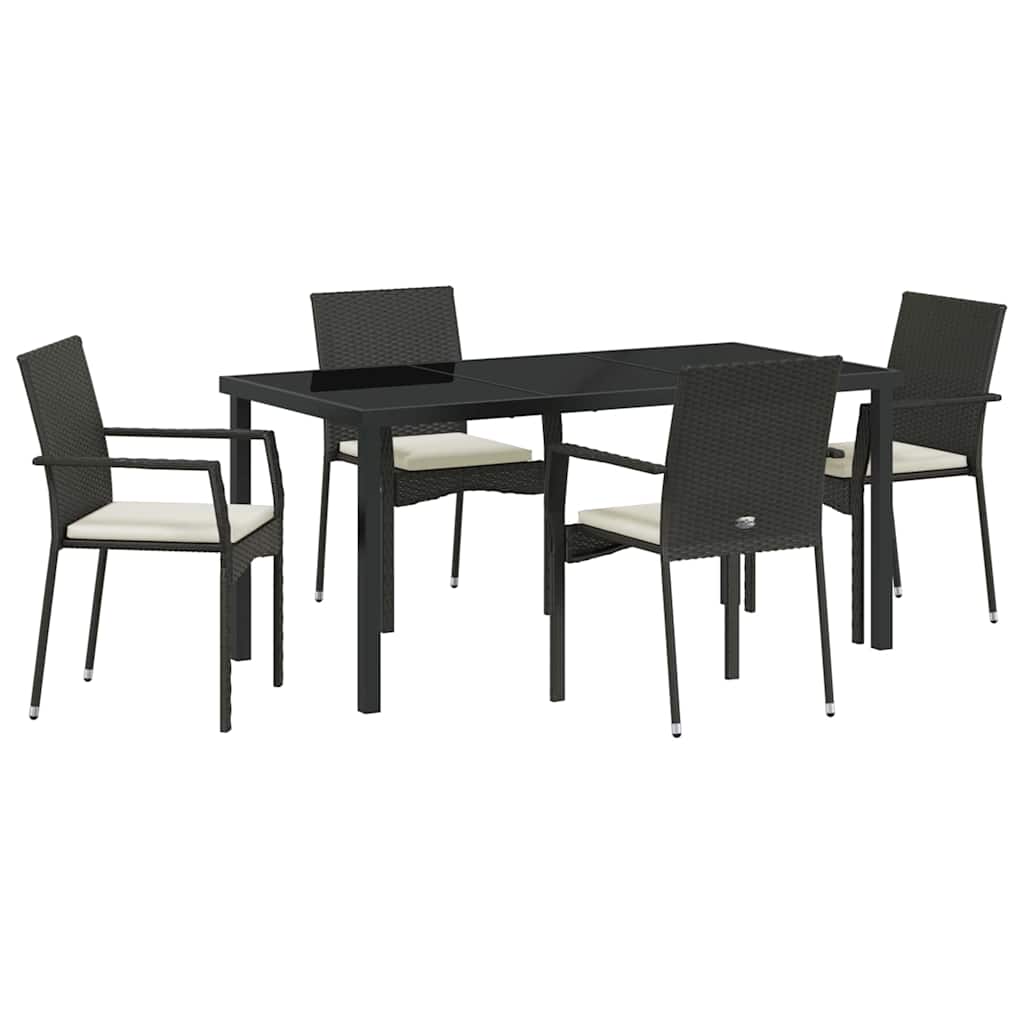 Ensemble de salle à manger pour jardin 5 pcs Noir polyrotin - XIOS