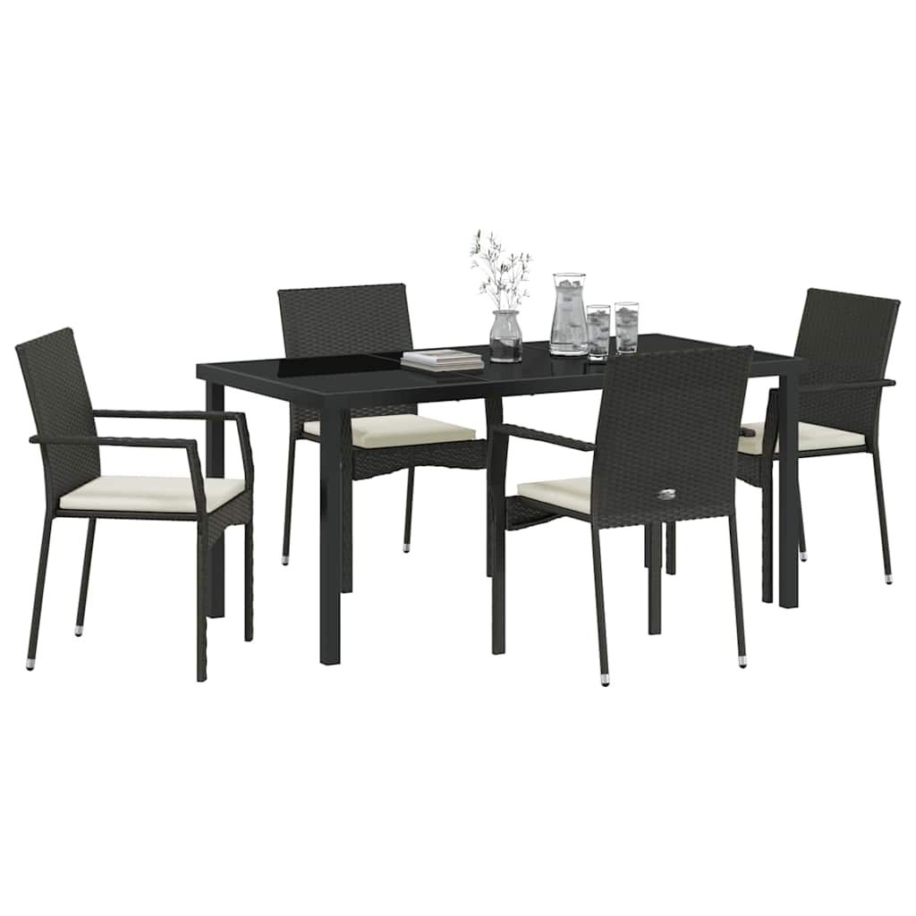 Ensemble de salle à manger pour jardin 5 pcs Noir polyrotin - XIOS