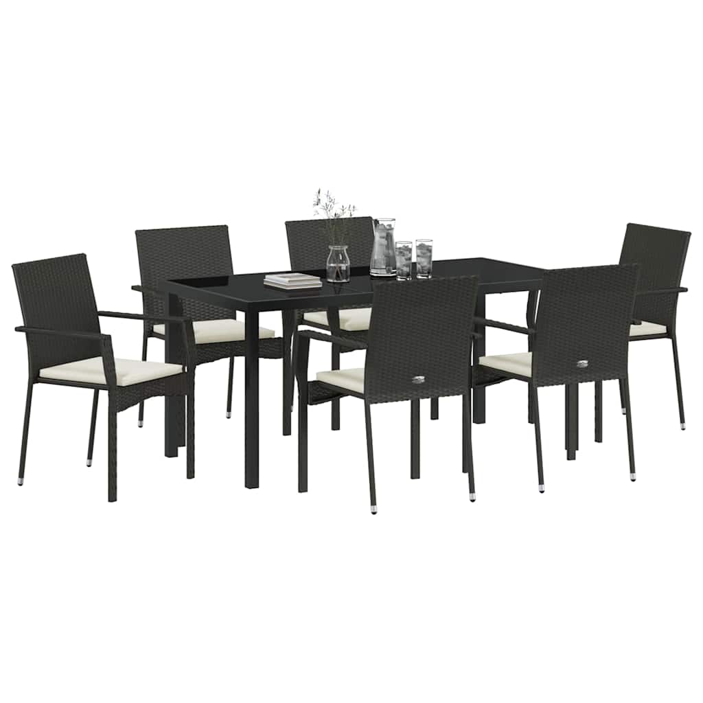 Ensemble de salle à manger pour jardin 7 pcs Noir polyrotin - XIOS