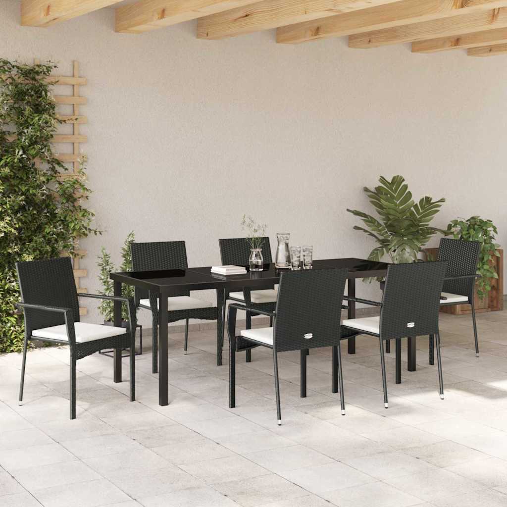 Ensemble de salle à manger pour jardin 7 pcs Noir polyrotin - XIOS