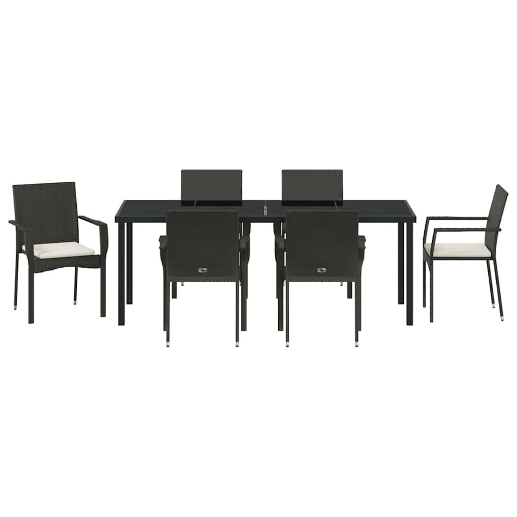 Ensemble de salle à manger pour jardin 7 pcs Noir polyrotin - XIOS