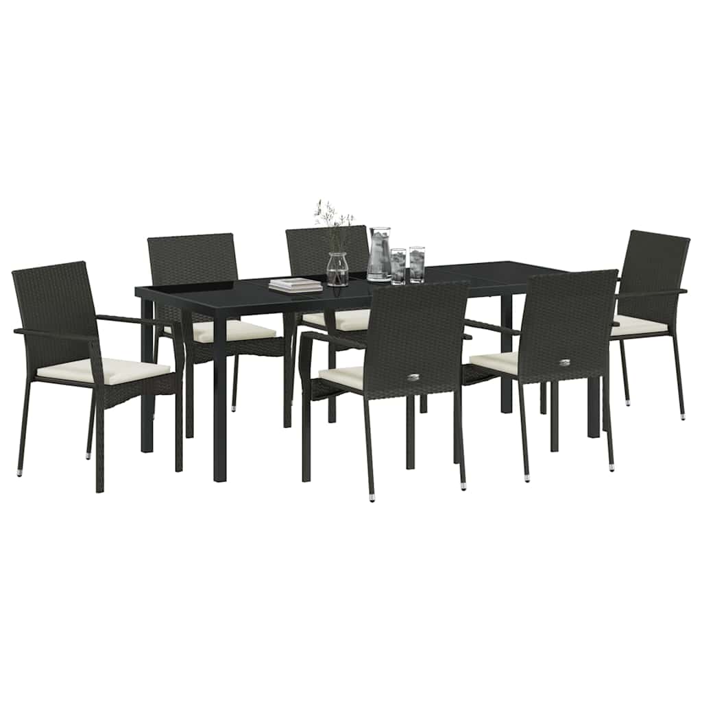 Ensemble de salle à manger pour jardin 7 pcs Noir polyrotin - XIOS