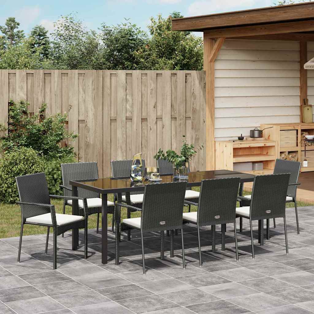 Ensemble de salle à manger pour jardin 9 pcs Noir polyrotin - XIOS
