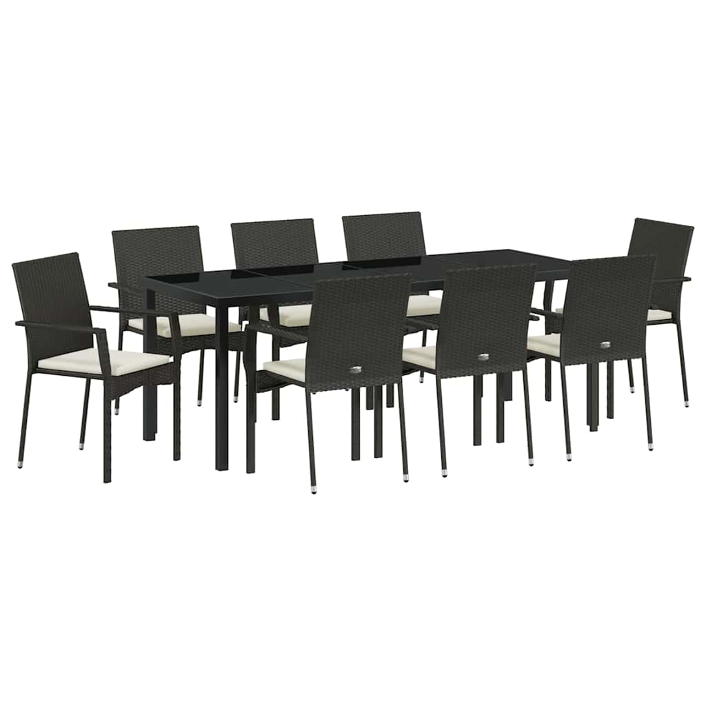 Ensemble de salle à manger pour jardin 9 pcs Noir polyrotin - XIOS