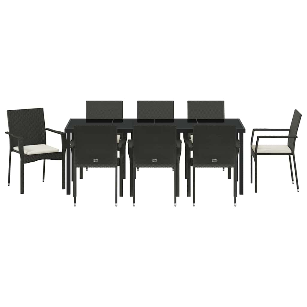 Ensemble de salle à manger pour jardin 9 pcs Noir polyrotin - XIOS