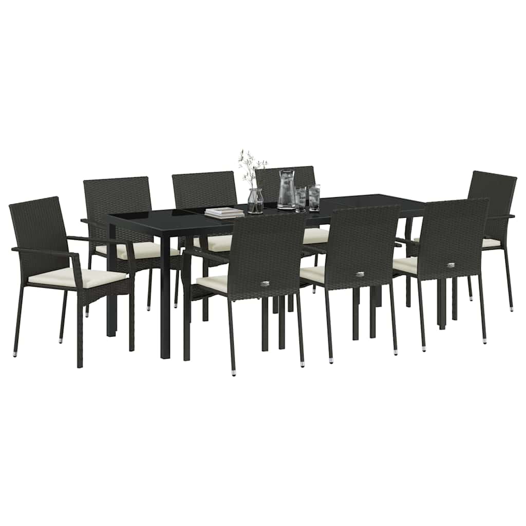 Ensemble de salle à manger pour jardin 9 pcs Noir polyrotin - XIOS