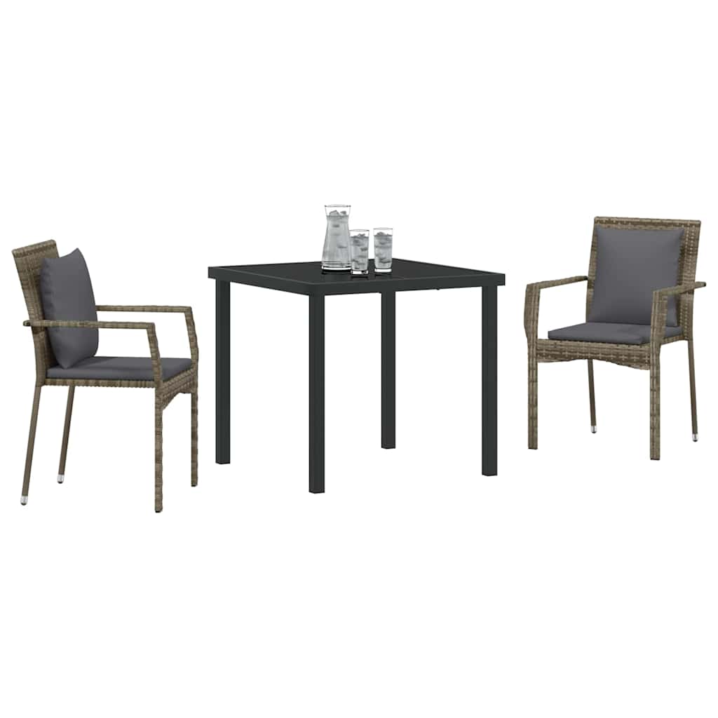 Ensemble de salle à manger pour jardin 3 pcs Gris polyrotin - XIOS