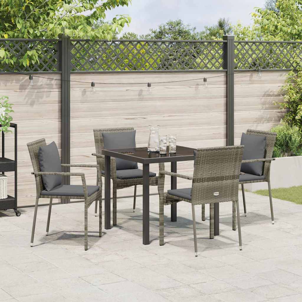 Ensemble de salle à manger pour jardin 5 pcs Gris polyrotin - XIOS