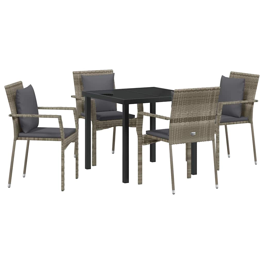 Ensemble de salle à manger pour jardin 5 pcs Gris polyrotin - XIOS