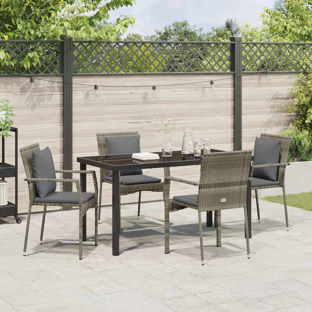 Ensemble de salle à manger pour jardin 5 pcs Gris polyrotin - XIOS