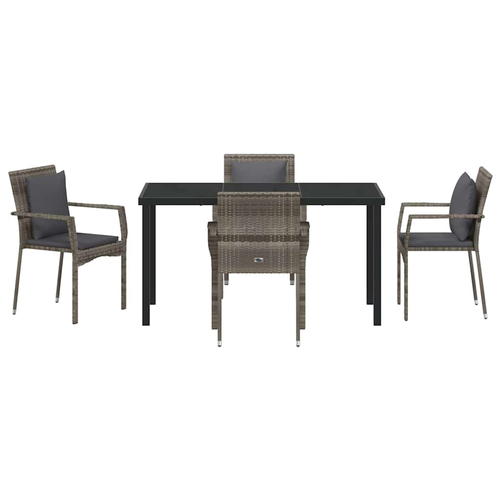 Ensemble de salle à manger pour jardin 5 pcs Gris polyrotin - XIOS