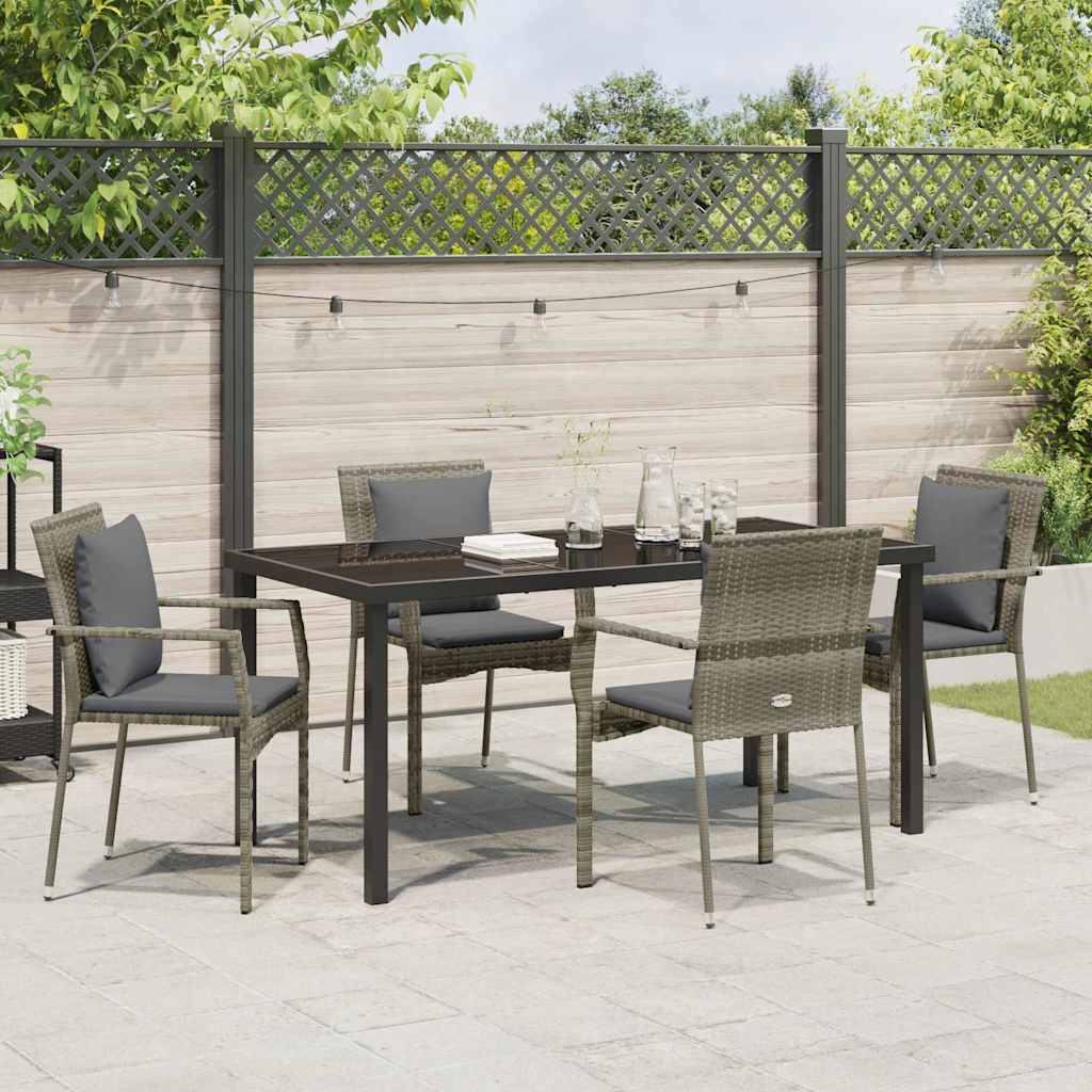 Ensemble de salle à manger pour jardin 5 pcs Gris polyrotin - XIOS