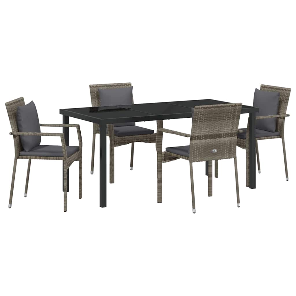 Ensemble de salle à manger pour jardin 5 pcs Gris polyrotin - XIOS