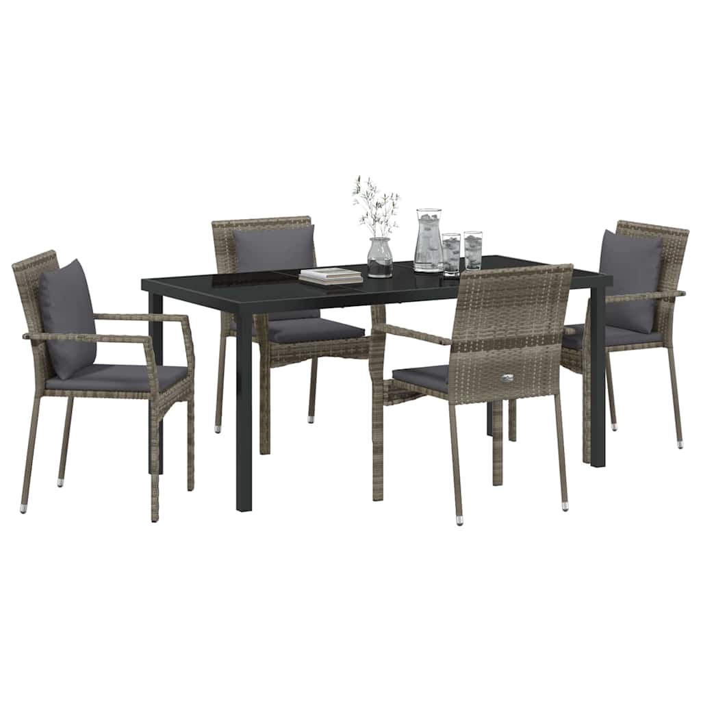 Ensemble de salle à manger pour jardin 5 pcs Gris polyrotin - XIOS