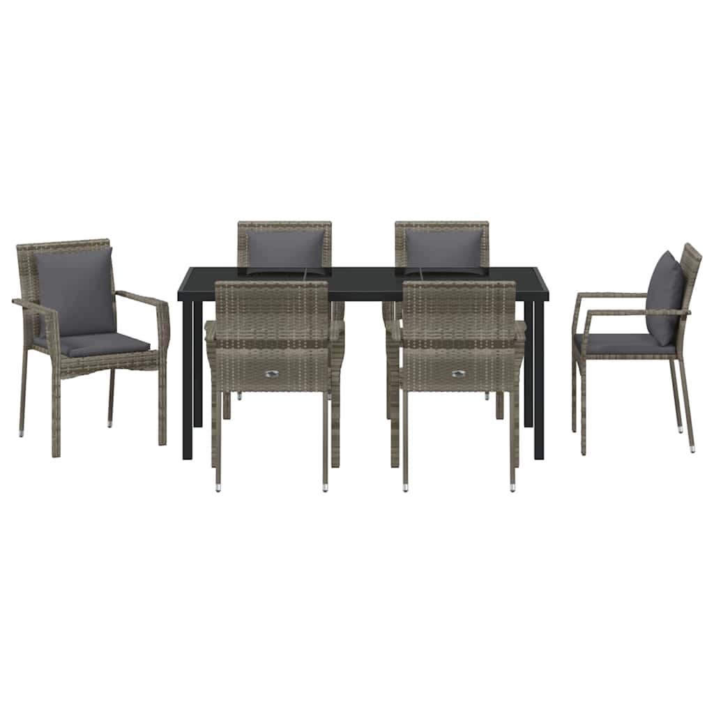 Ensemble de salle à manger pour jardin 7 pcs Gris polyrotin - XIOS