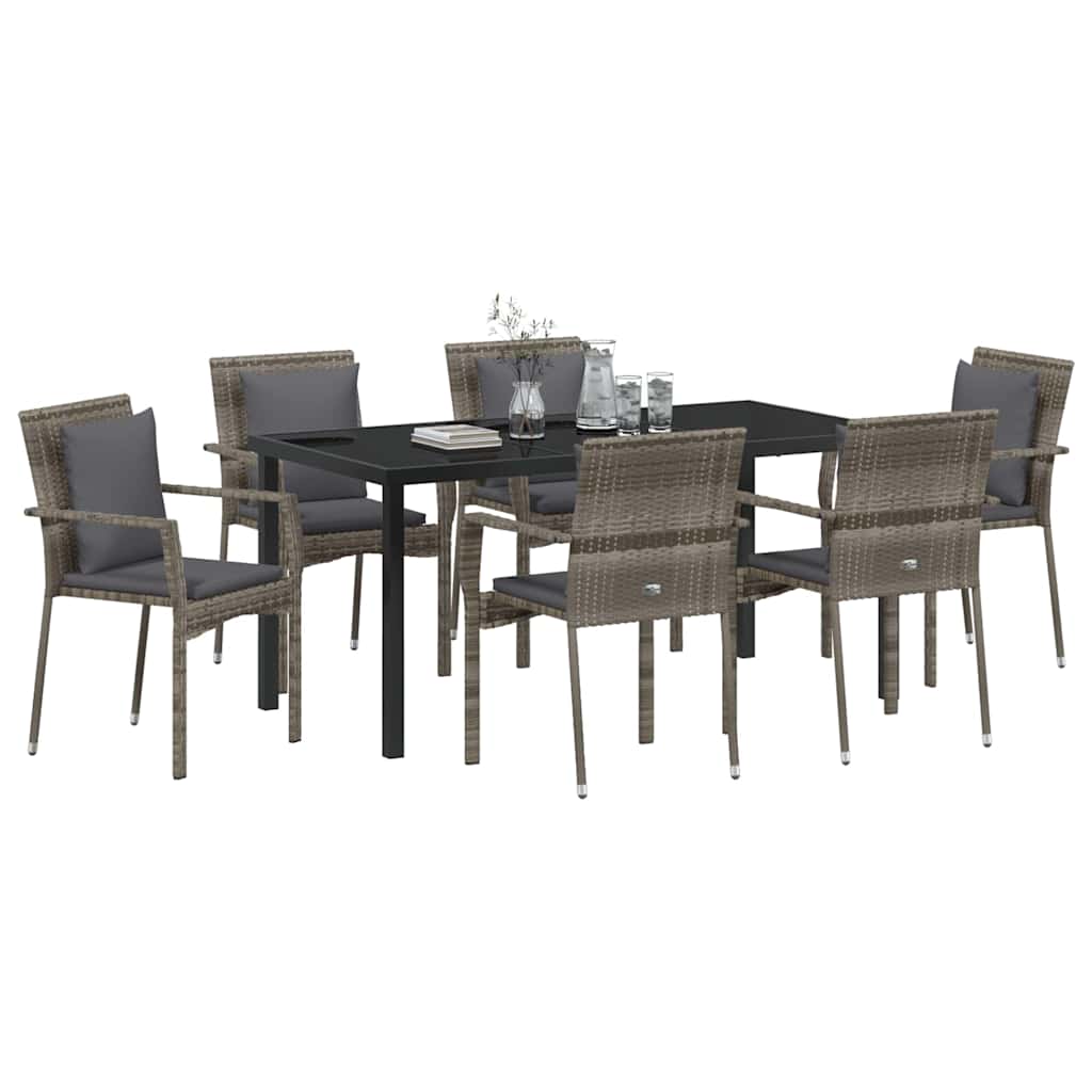 Ensemble de salle à manger pour jardin 7 pcs Gris polyrotin - XIOS