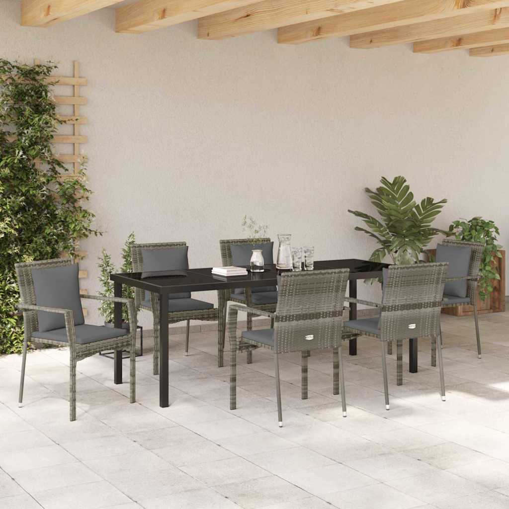 Ensemble de salle à manger pour jardin 7 pcs Gris polyrotin - XIOS