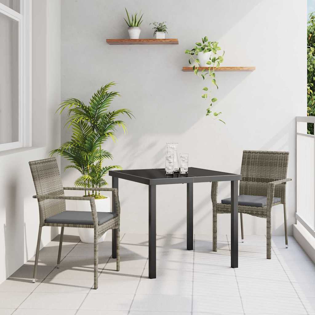 Ensemble de salle à manger pour jardin 3 pcs Gris polyrotin - XIOS