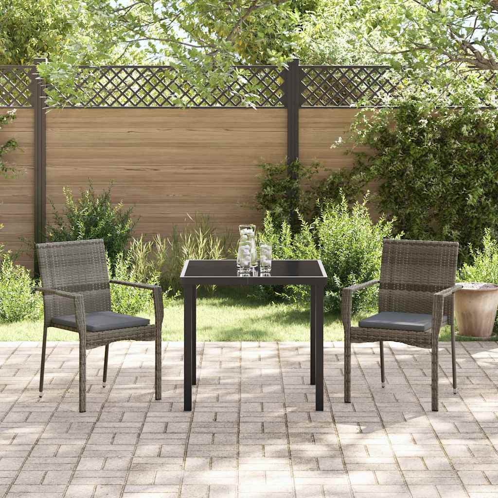 Ensemble de salle à manger pour jardin 3 pcs Gris polyrotin - XIOS