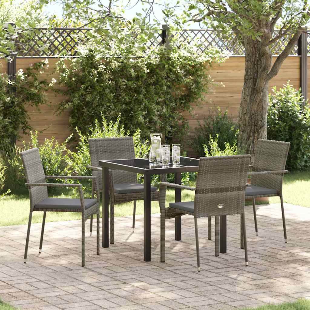 Ensemble de salle à manger pour jardin 5 pcs Gris polyrotin - XIOS