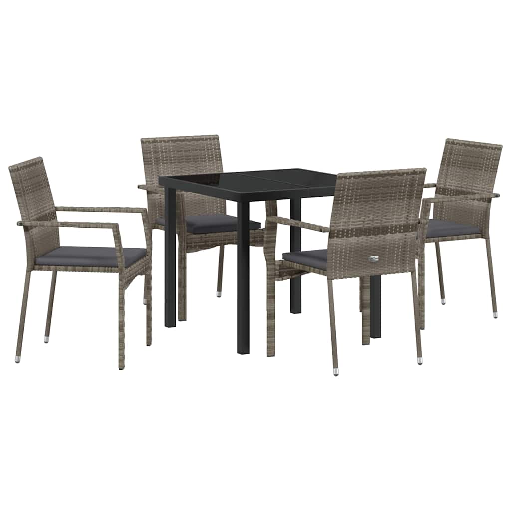 Ensemble de salle à manger pour jardin 5 pcs Gris polyrotin - XIOS