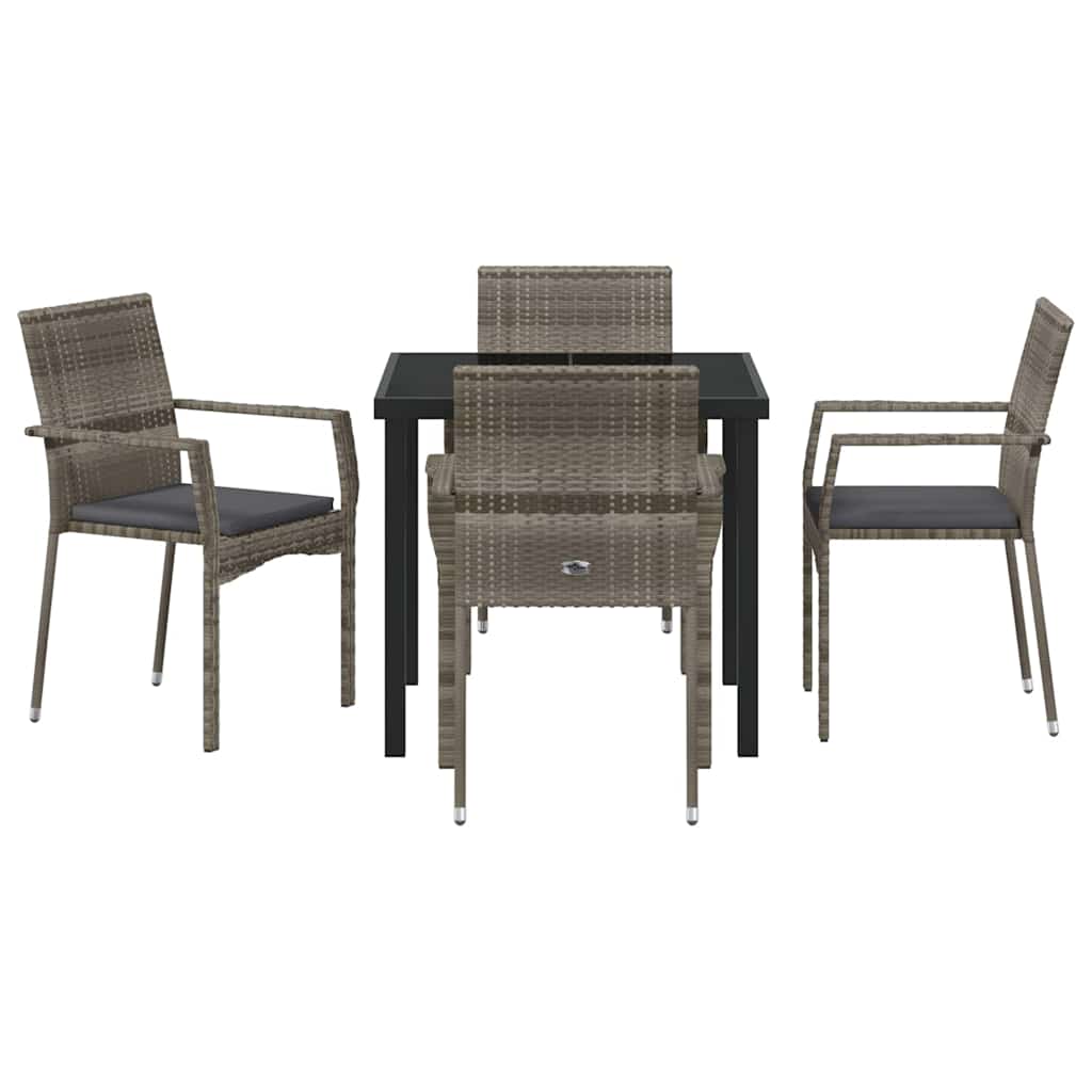 Ensemble de salle à manger pour jardin 5 pcs Gris polyrotin - XIOS