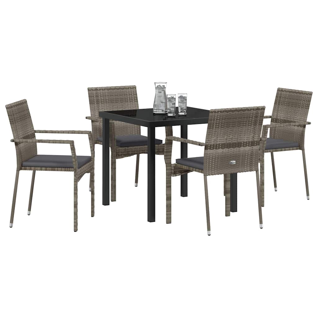 Ensemble de salle à manger pour jardin 5 pcs Gris polyrotin - XIOS