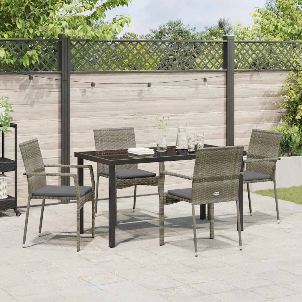 Ensemble de salle à manger pour jardin 5 pcs Gris polyrotin - XIOS