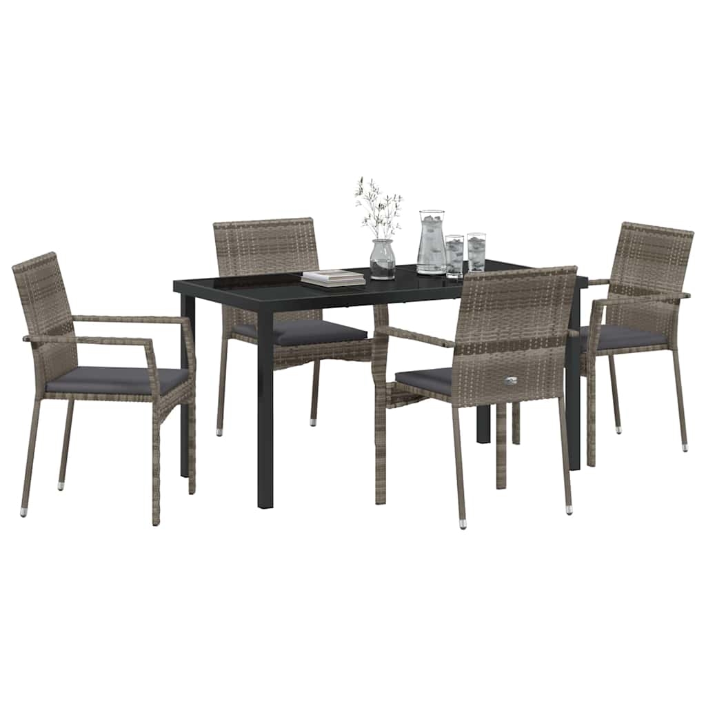 Ensemble de salle à manger pour jardin 5 pcs Gris polyrotin - XIOS