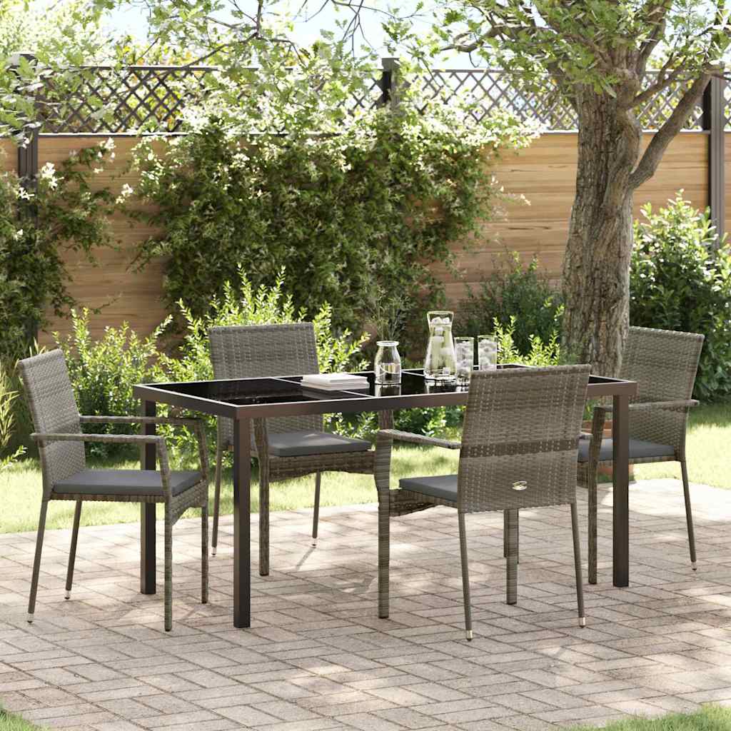 Ensemble de salle à manger pour jardin 5 pcs Gris polyrotin - XIOS