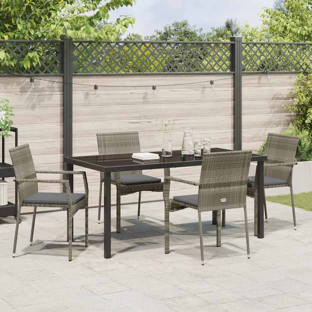 Ensemble de salle à manger pour jardin 5 pcs Gris polyrotin - XIOS
