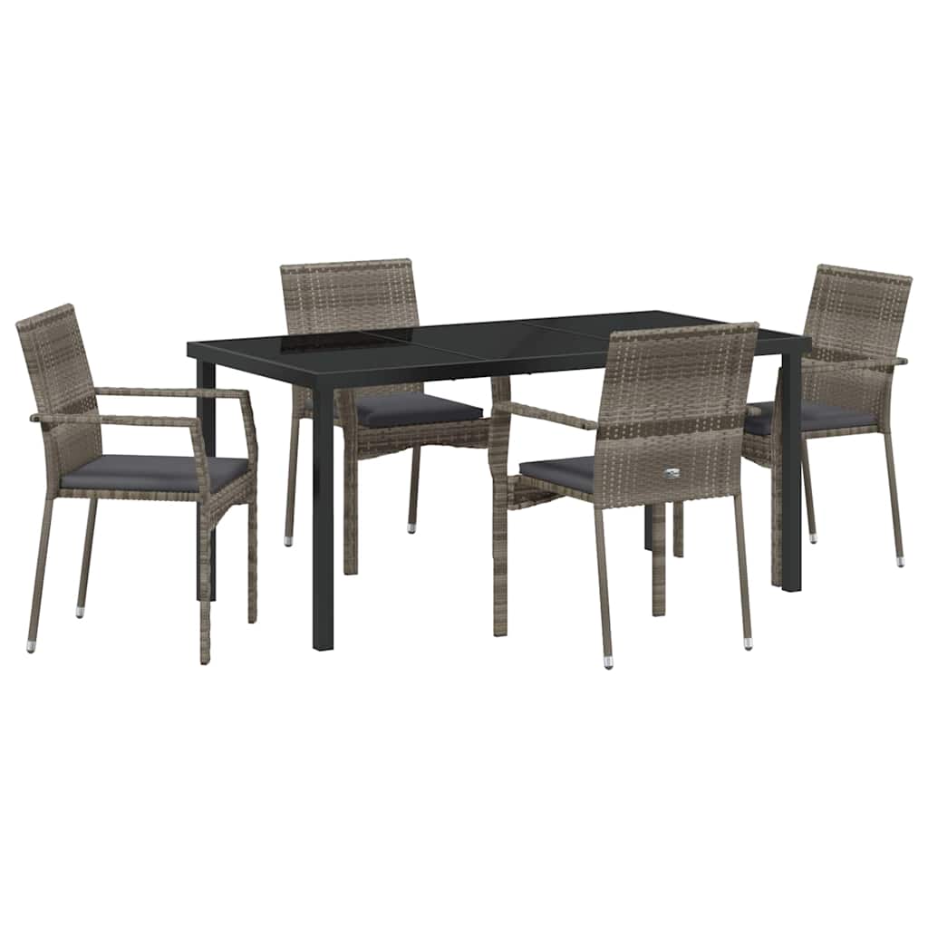 Ensemble de salle à manger pour jardin 5 pcs Gris polyrotin - XIOS