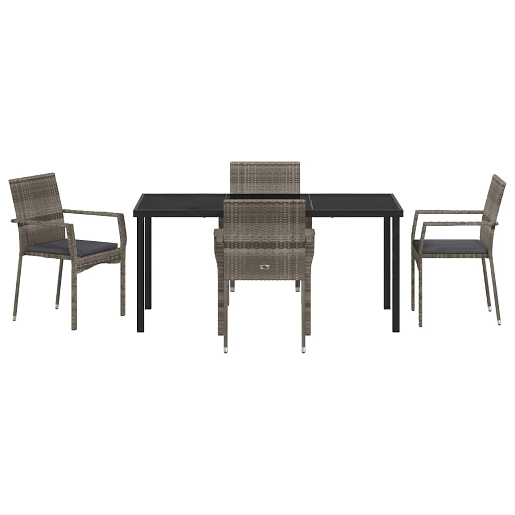 Ensemble de salle à manger pour jardin 5 pcs Gris polyrotin - XIOS
