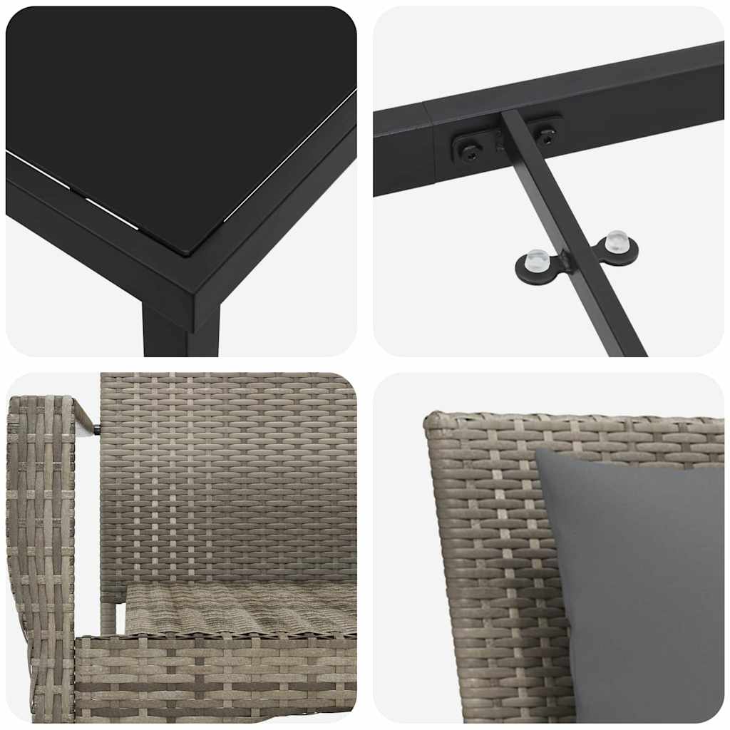 Ensemble de salle à manger pour jardin 7 pcs Gris polyrotin - XIOS