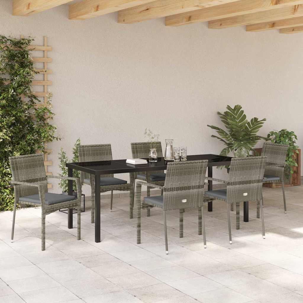 Ensemble de salle à manger pour jardin 7 pcs Gris polyrotin - XIOS