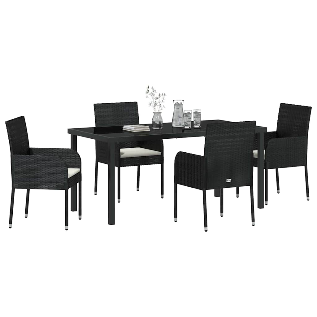 Ensemble de salle à manger pour jardin 5 pcs Noir polyrotin - XIOS