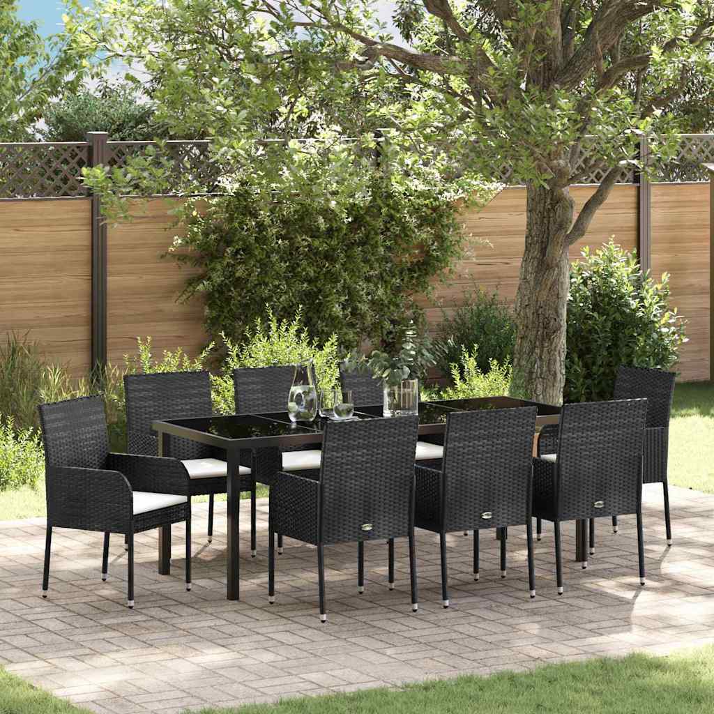 Ensemble de salle à manger pour jardin 9 pcs Noir polyrotin - XIOS