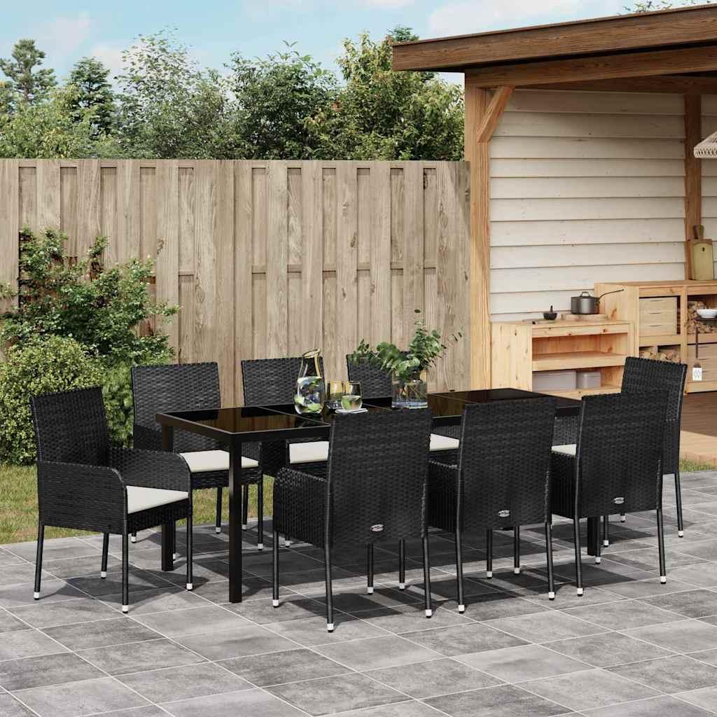 Ensemble de salle à manger pour jardin 9 pcs Noir polyrotin - XIOS