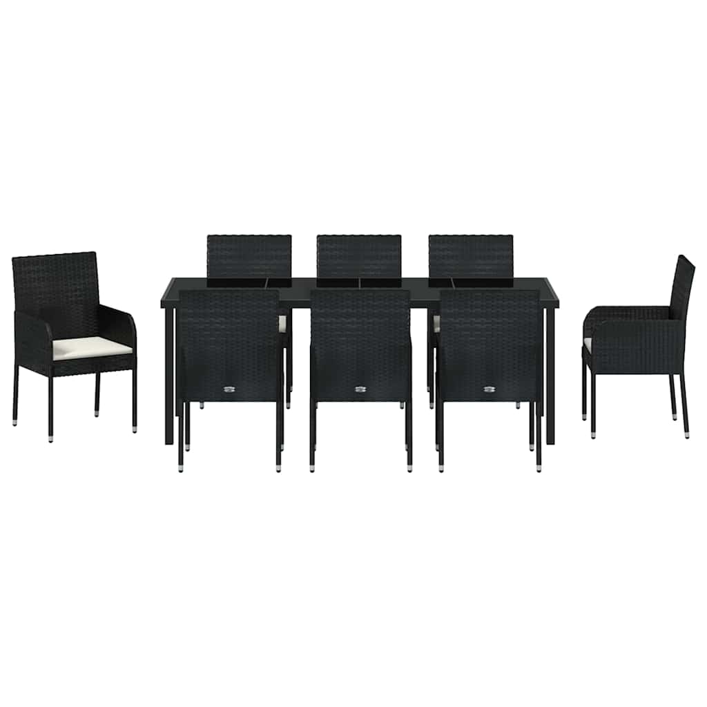 Ensemble de salle à manger pour jardin 9 pcs Noir polyrotin - XIOS