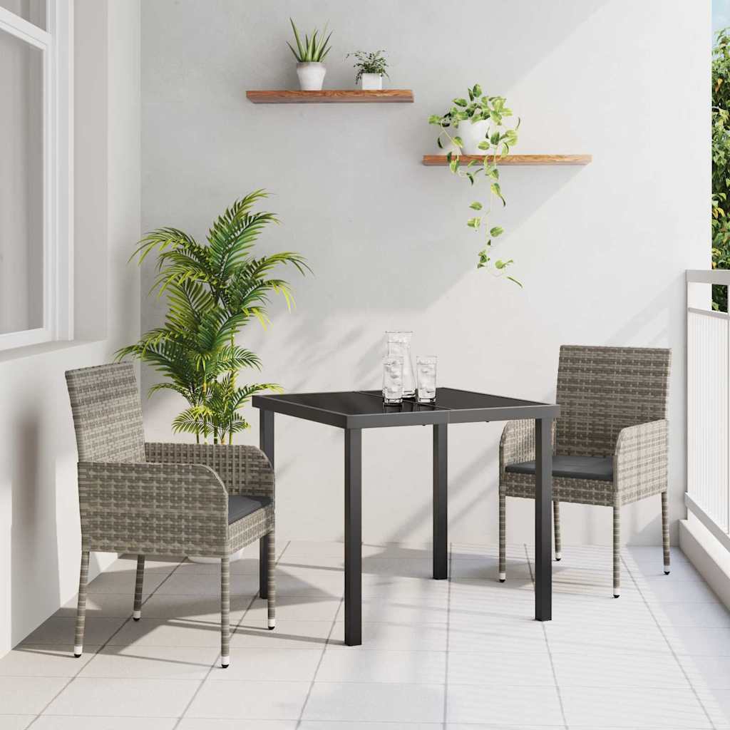 Ensemble de salle à manger pour jardin 3 pcs Gris polyrotin - XIOS