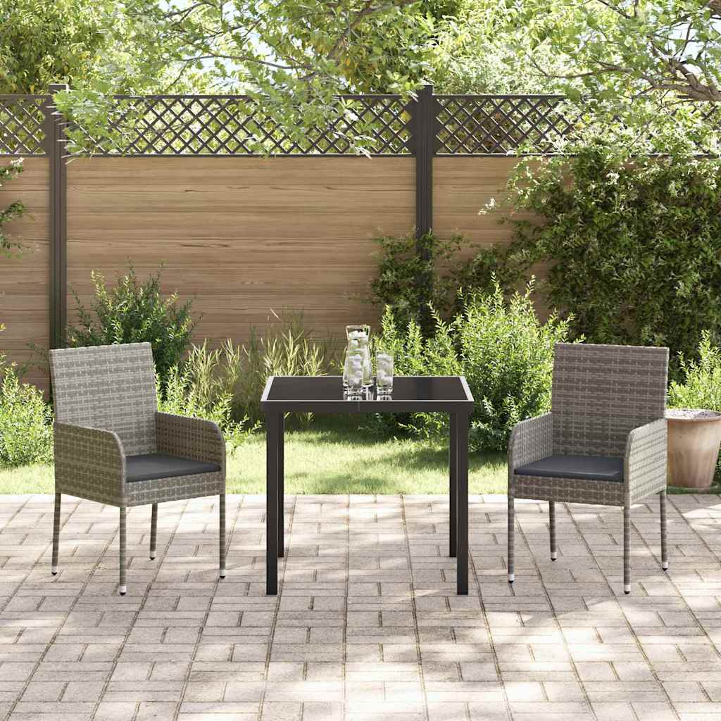 Ensemble de salle à manger pour jardin 3 pcs Gris polyrotin - XIOS