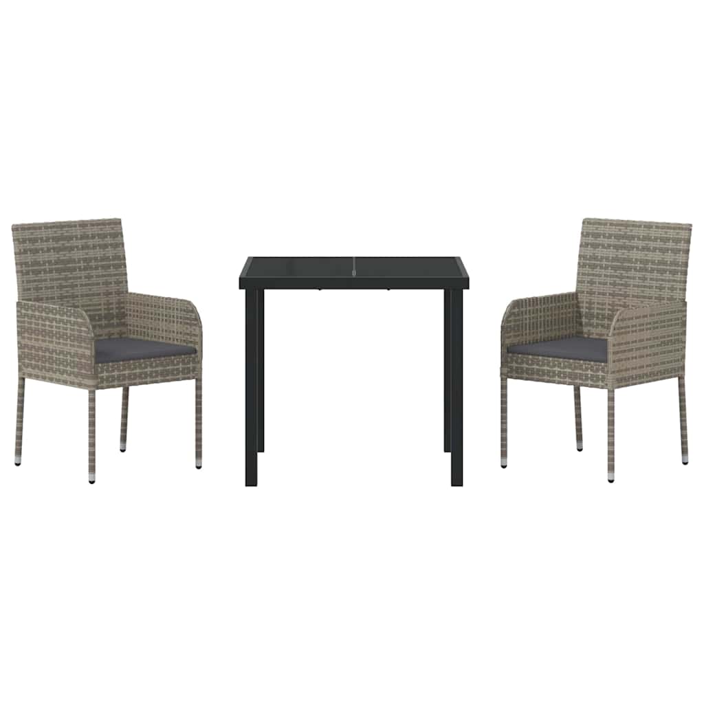Ensemble de salle à manger pour jardin 3 pcs Gris polyrotin - XIOS