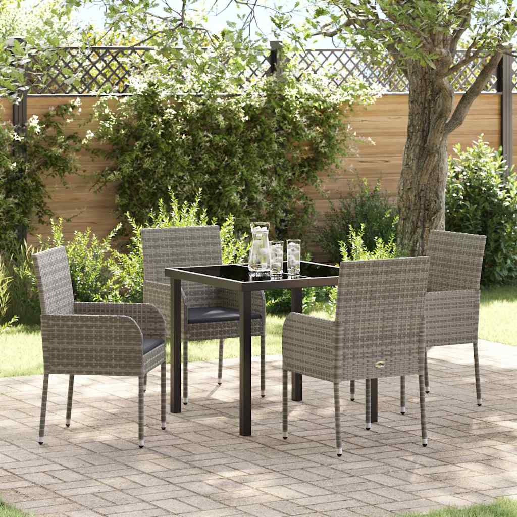 Ensemble de salle à manger pour jardin 5 pcs Gris polyrotin - XIOS